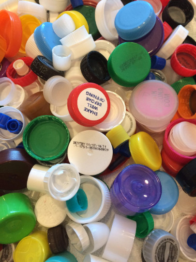 100 Plastic Bottle Caps Lids Tops Craft Art Projects Mixed Color Sizes Upcycle