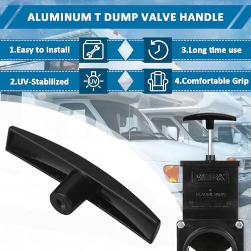 Black Aluminum RV T Handle Dump Waste Valve Handle Replacement | Universal