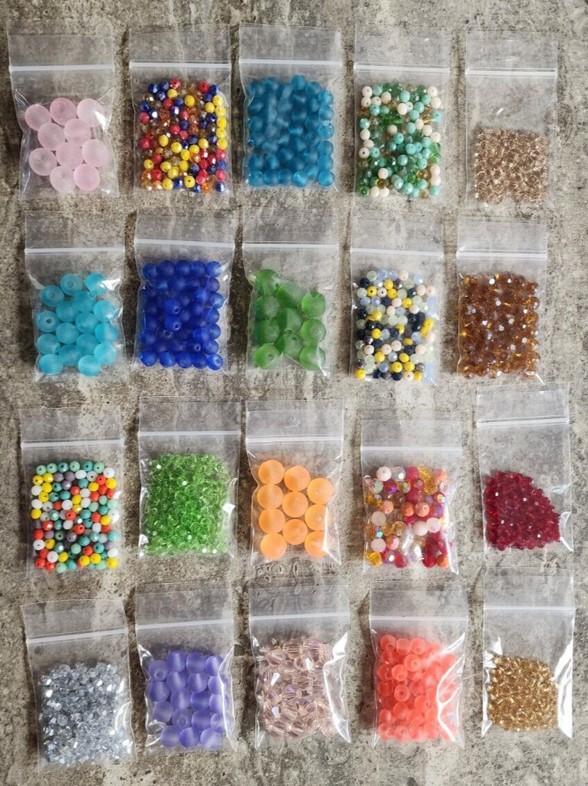 Glass beads for jewelry making lot 20 packages 3.5mm to 10mm lot varies
