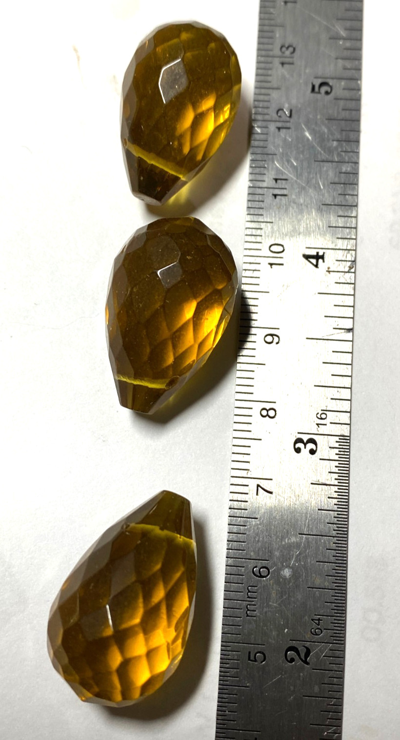 Faceted Briolette Teardrop beads 20mm to 30mm