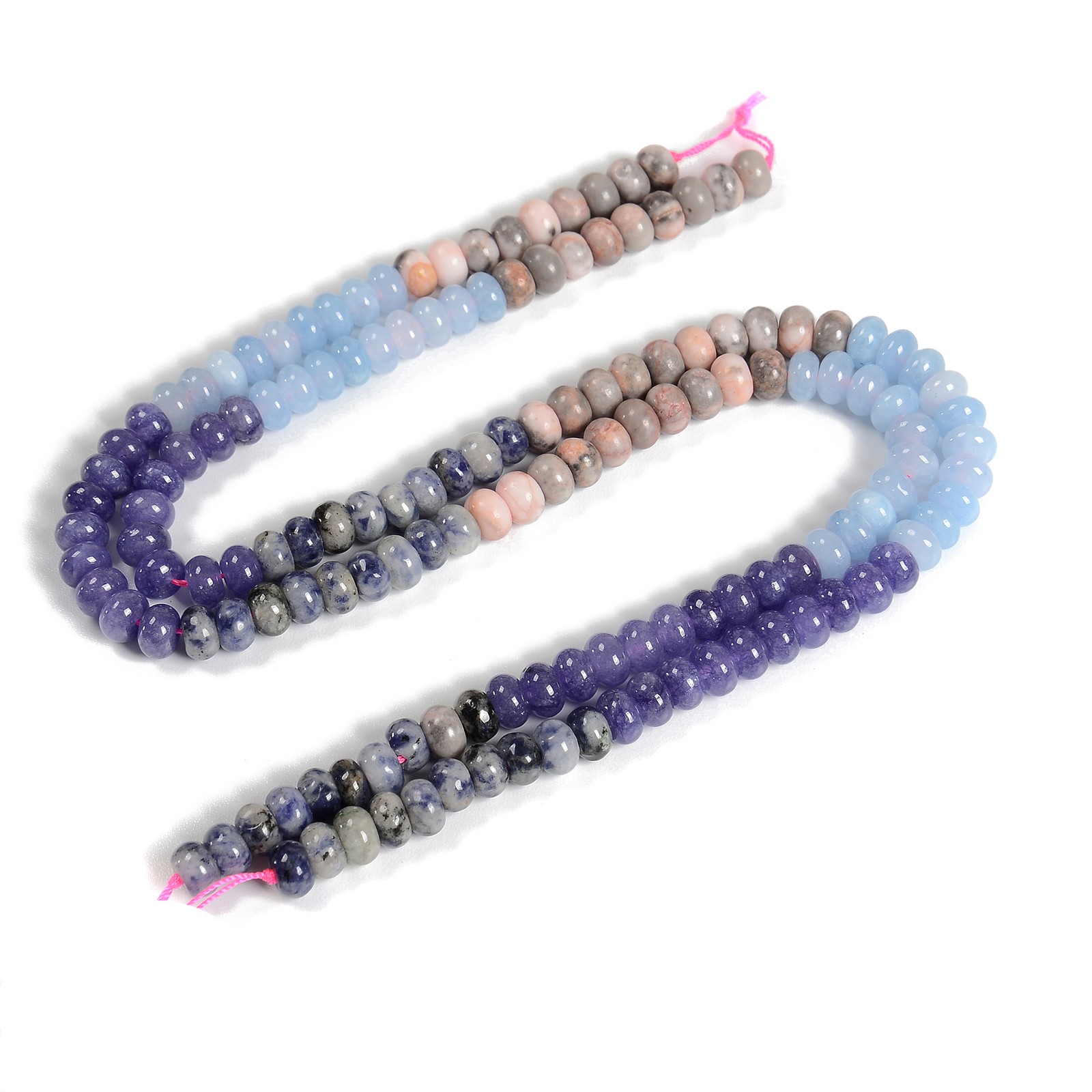 03-Multi-color Gemstone Smooth Rondelle Beads Size 5x8mm 15.5” Strand