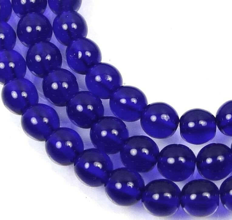 50 Czech Glass Round / Rocaille Beads – Cobalt Blue 6mm
