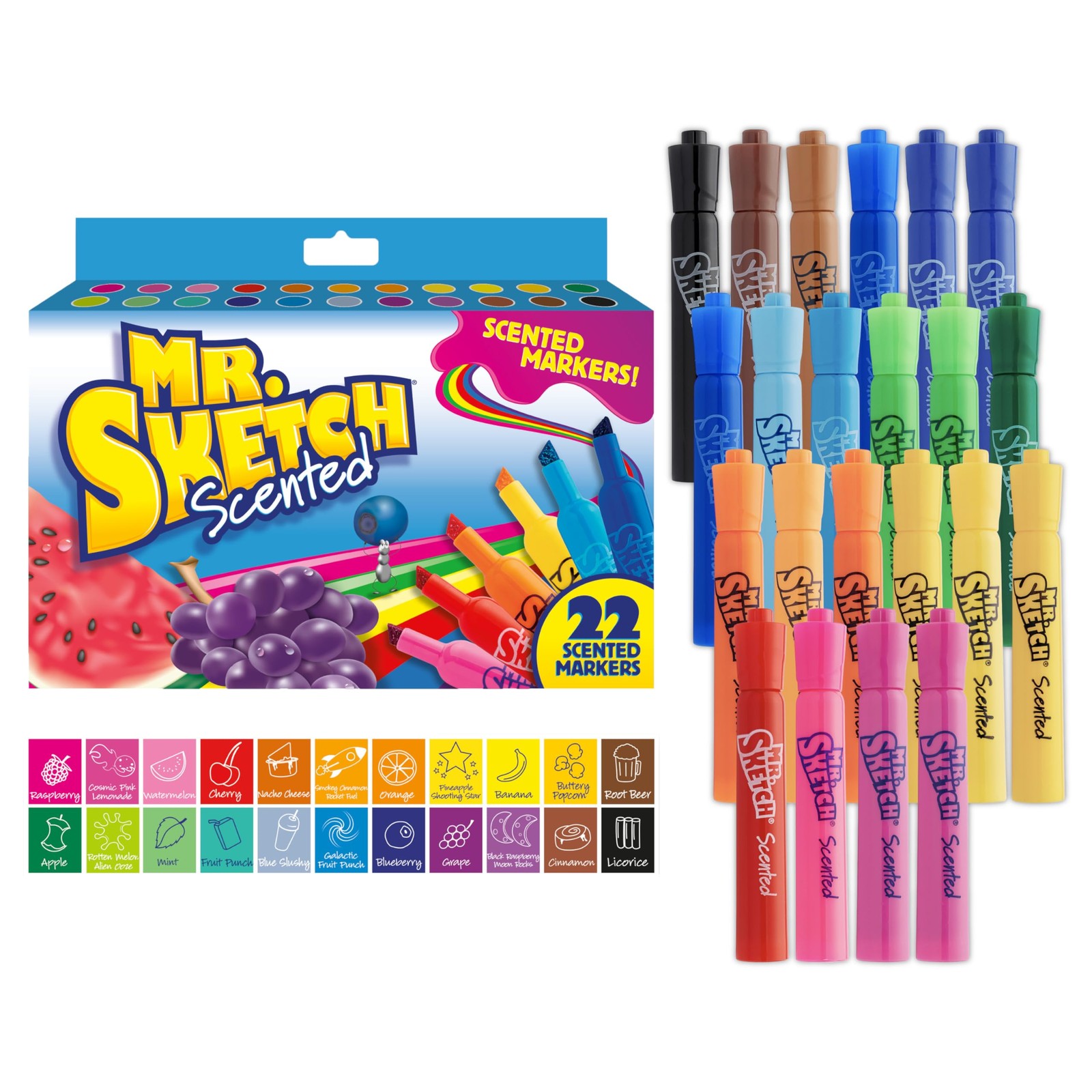Mr. Sketch Scented Markers, Chisel Tip, Assorted 22 Count, Multicolored