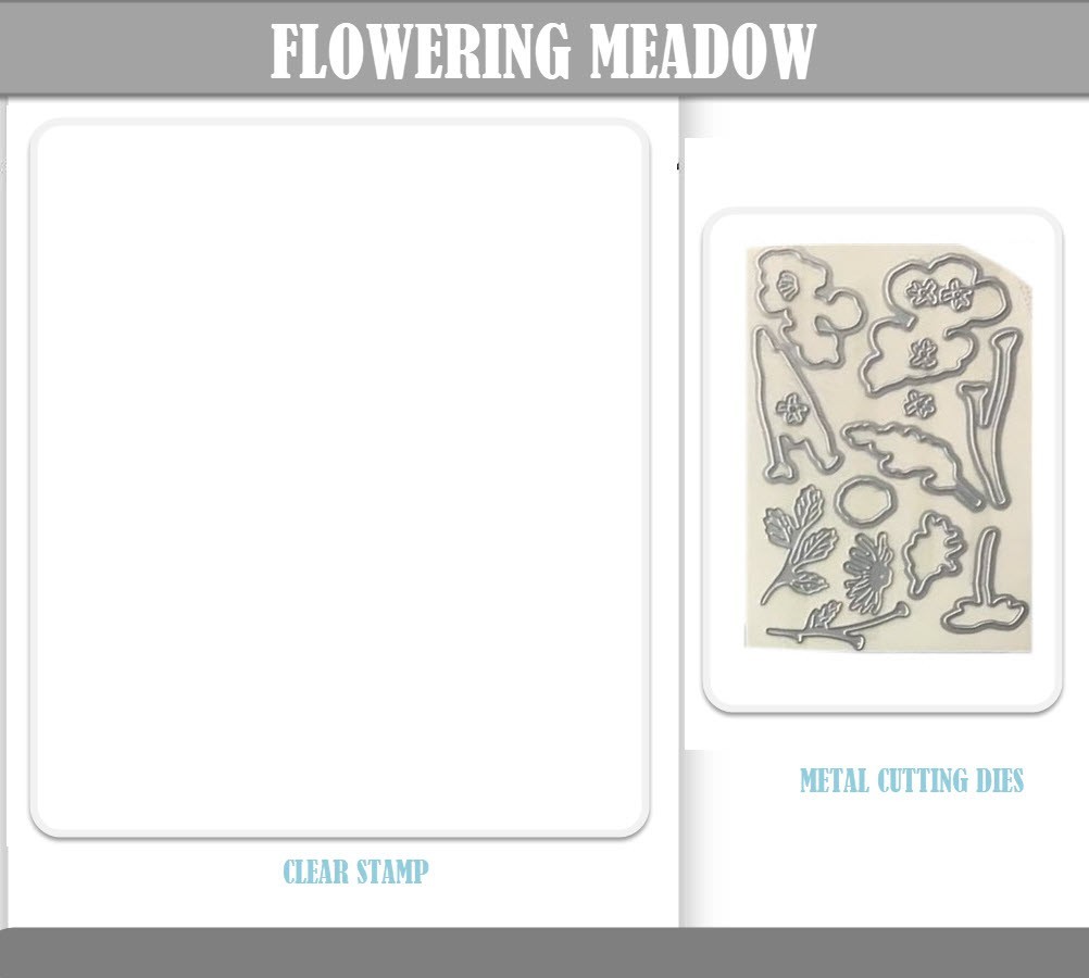 FLOWERING MEADOW Clear Stamps And Metal Cutting Dies DIY Scrapbooking Embossing