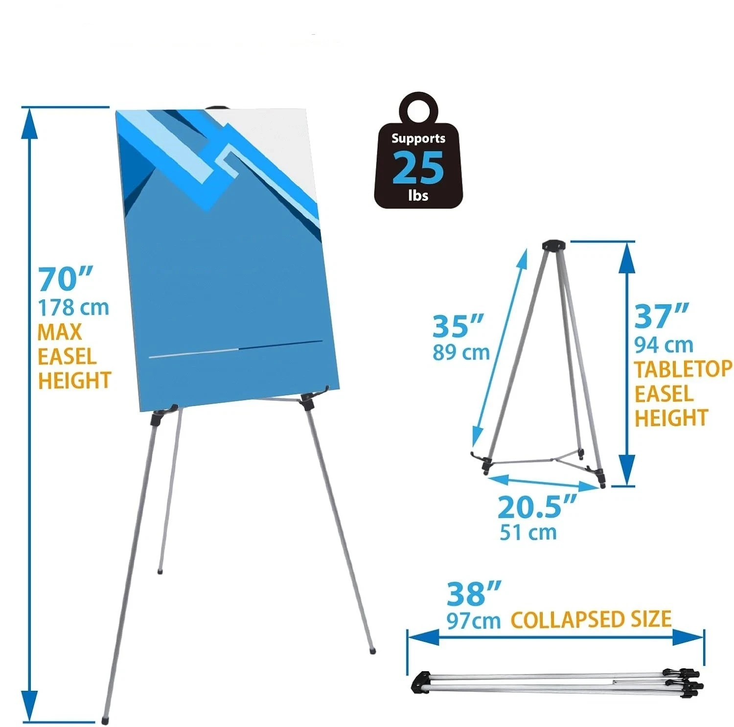 Lightweight Aluminum Telescopic Display Easel, 70 Inches