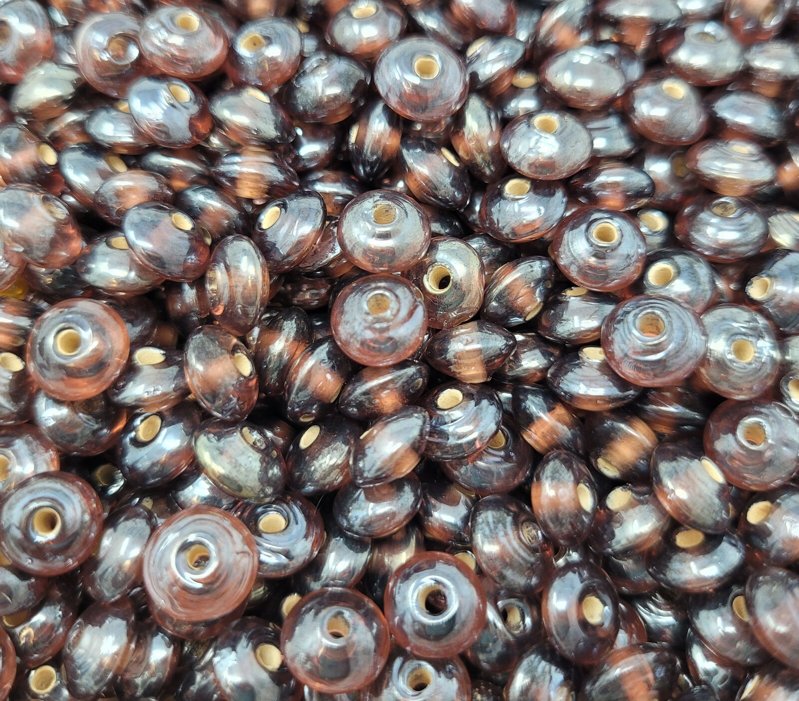 200 pcs VTG Iridescent AB Purple Glass 8mm Disc Saucer Beads for Jewelry Crafts