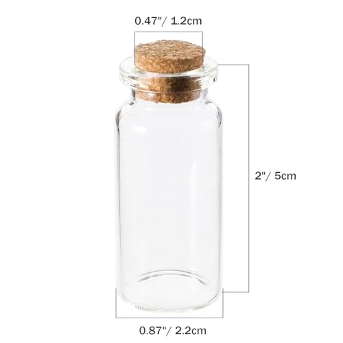 100 Pack 10ml Glass Bottles with Cork Stoppers, Mini Bottle with Personalized