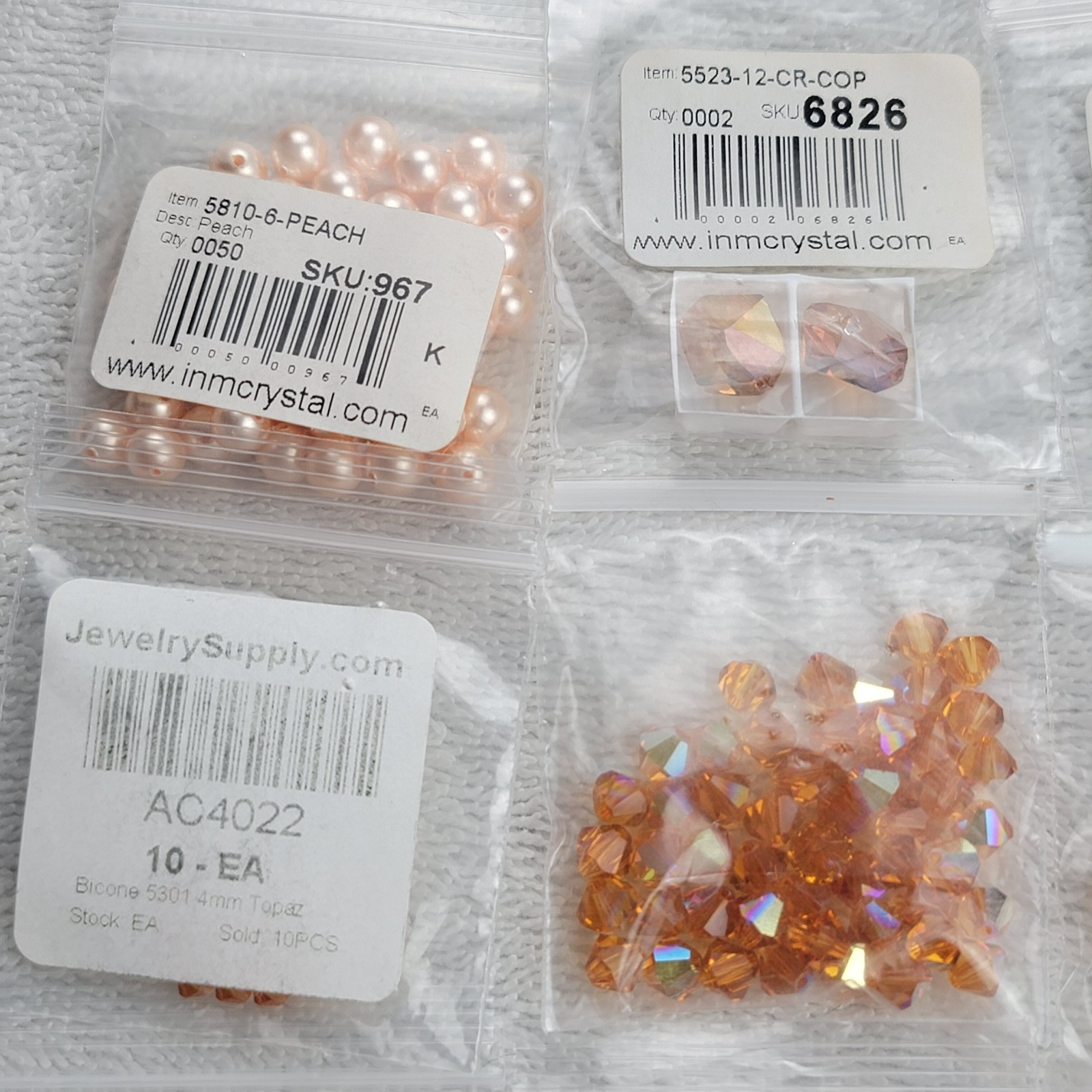 Swarovski Crystal Bead Lot Topaz Copper Bronze Bicone Pearl/Mixed Qty 5301 5810