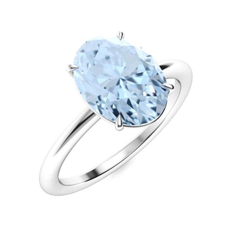 7x5mm Oval Aquamarine Ring 925 Sterling Silver Solitaire Engagement Wedding Gift