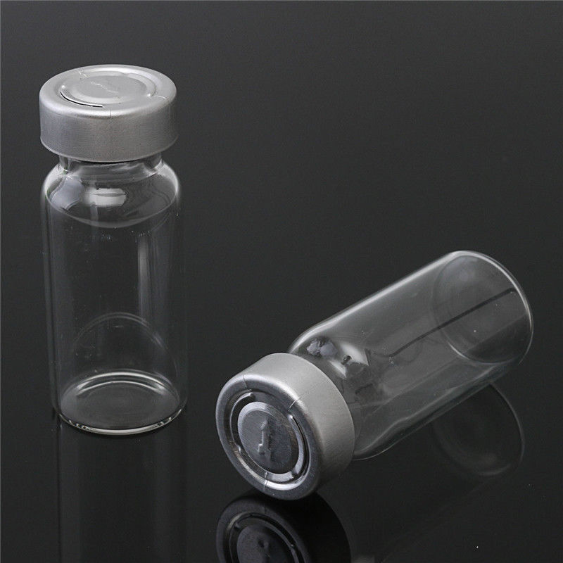 10Pc 10ml Small Empty Sample Vials Clear Glass Bottles With Butyl Rubber Stopper