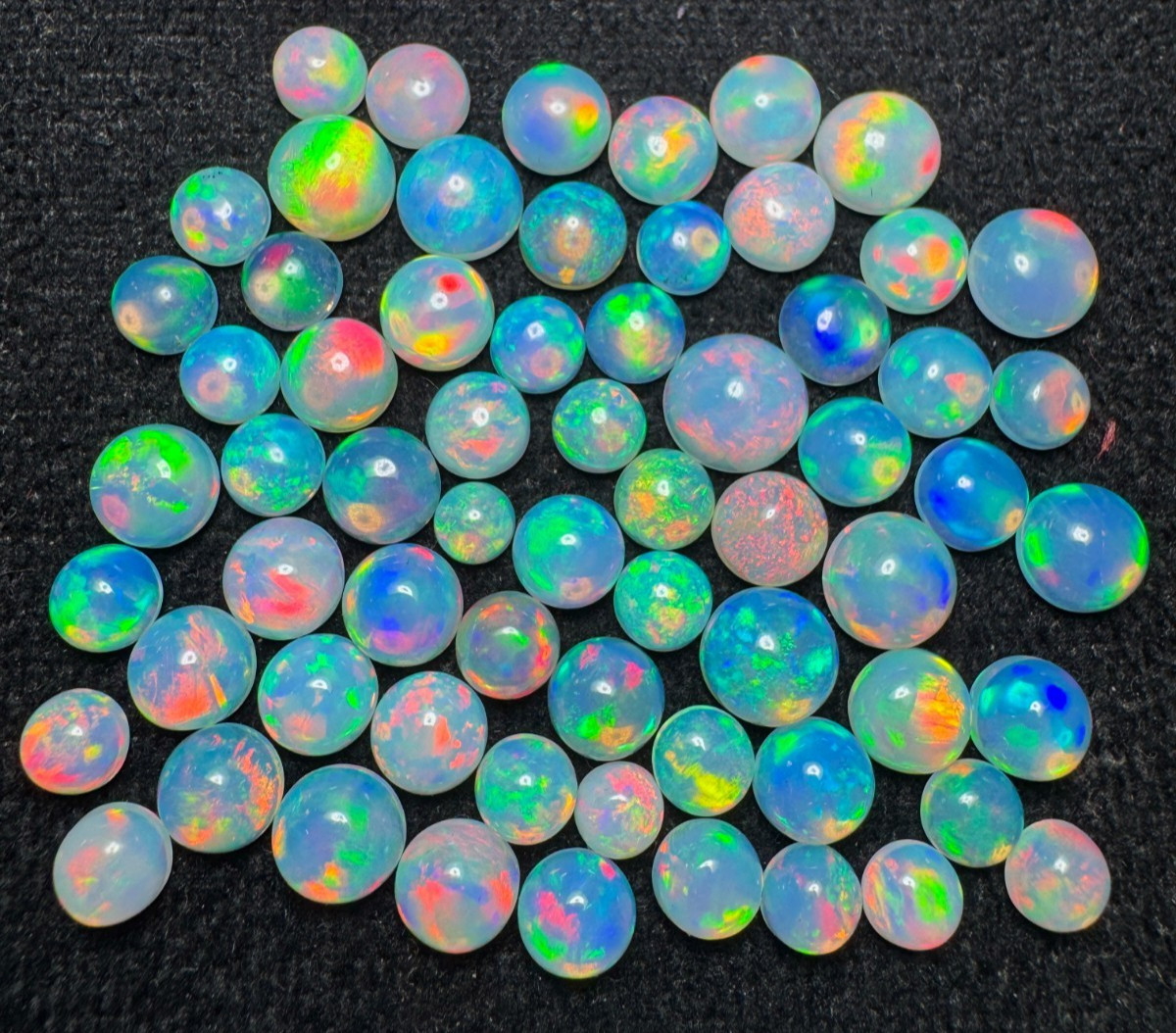 Natural Ethiopian Opal Round Cabochon Lot 3 MM to 8 MM Fire Opal Welo Opal Loose