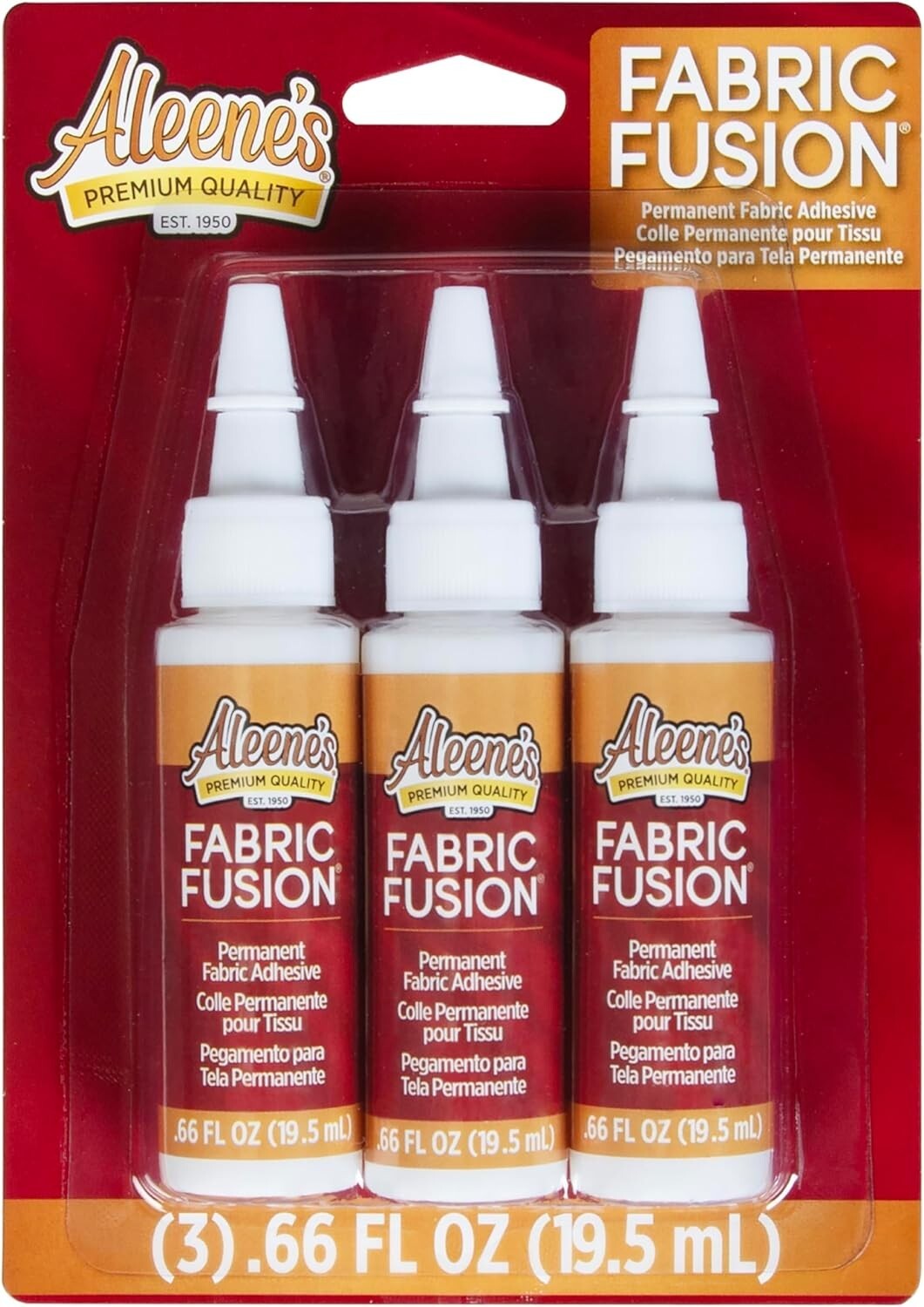 Fabric Fusion Glue Permanent Adhesive for Leather, Cotton, Flannel, 0.66oz 3pack