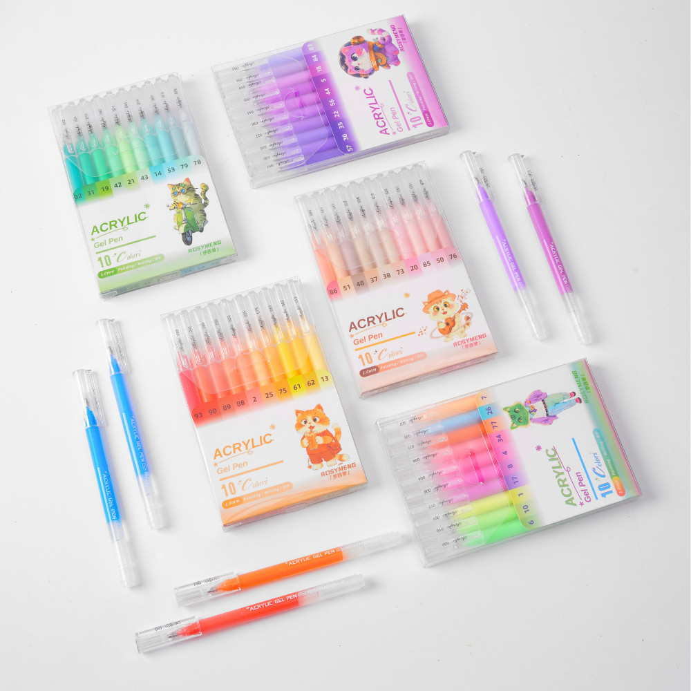 10/100 Colors Acrylic Gel Pens, 1.0 Fine Tip Muticolor Gel Pen Art Set
