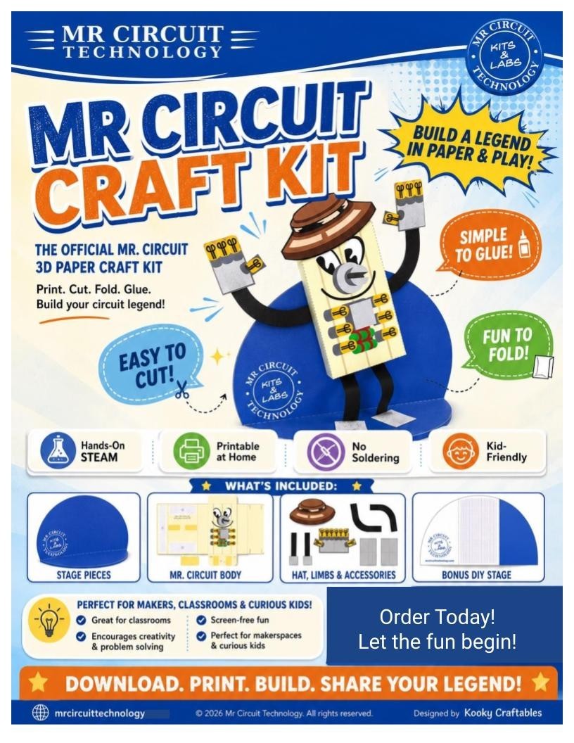 Mr Circuit Paper Craft Kit – Fun for all ages -by Kooky Craftables STEM activity