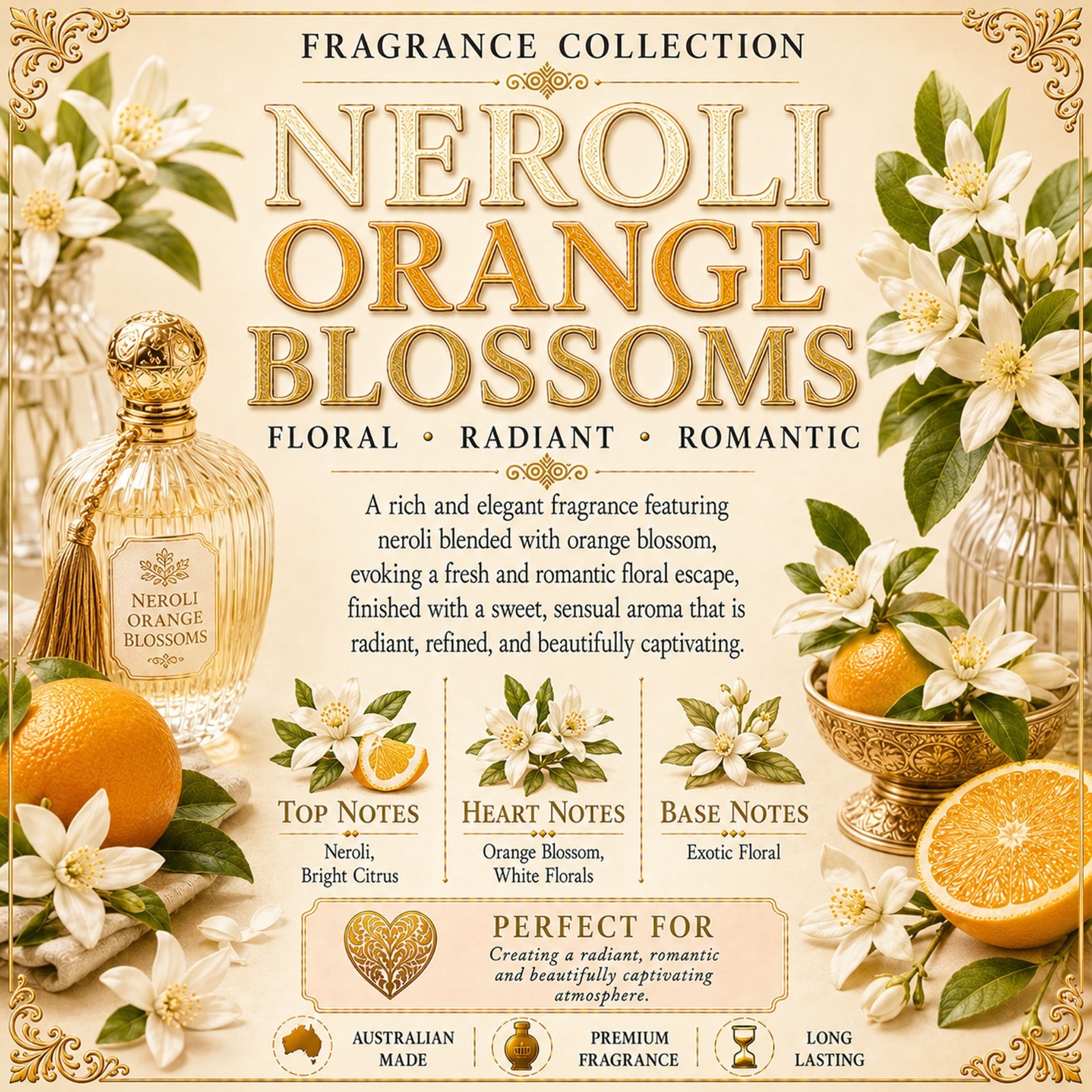 Neroli Orange Blossoms Fragrance Oil – Candle Soap Home Fragrance 4 Sizes