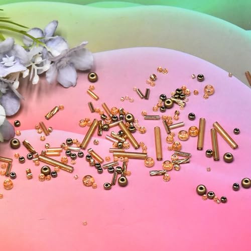 2000PCS Mixed Glass Bugle Beads Glass Gold Seed Micro Tube Bead 1.5-4.5mm