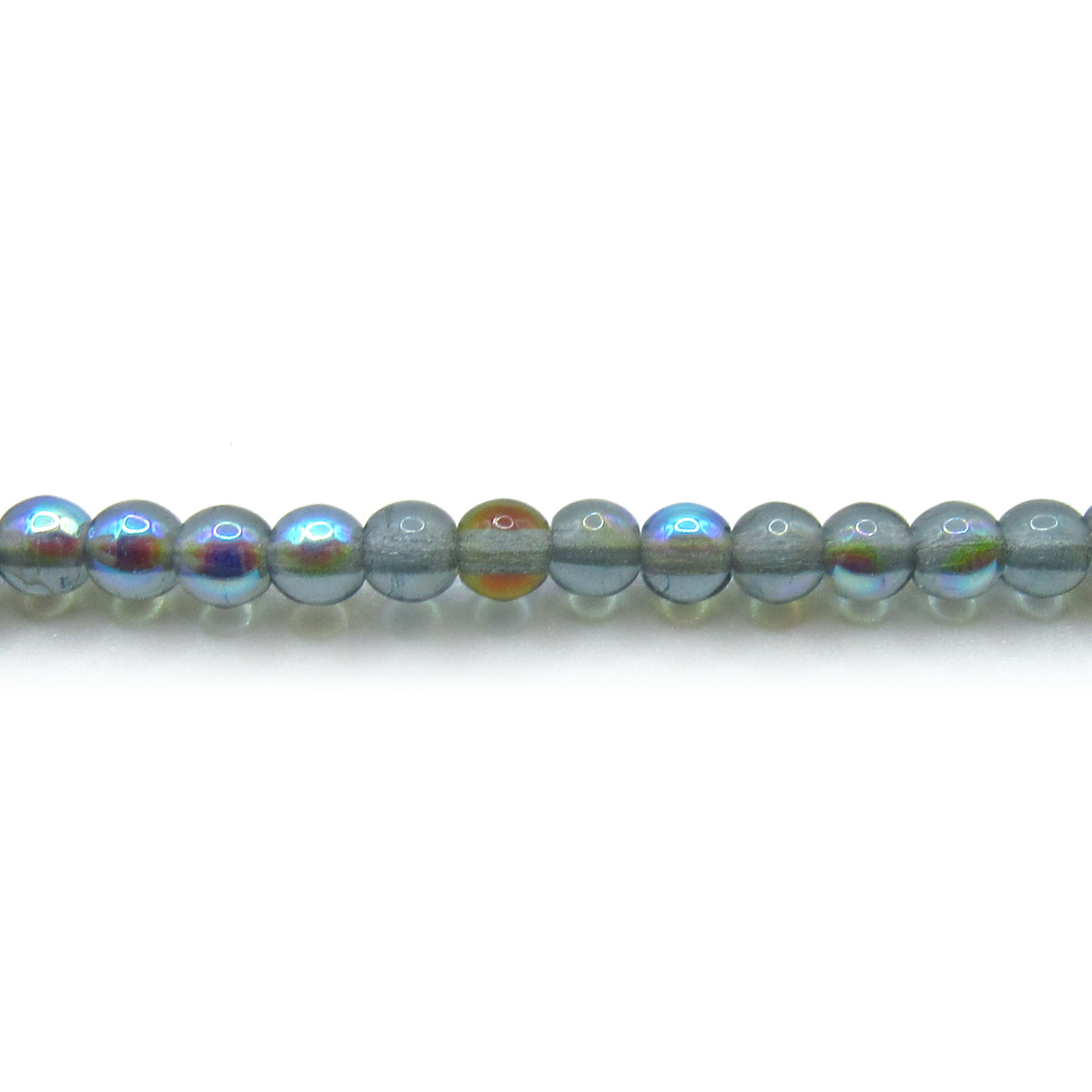 Montana Blue AB – 100 4mm Round Pressed Czech Glass Druk Beads