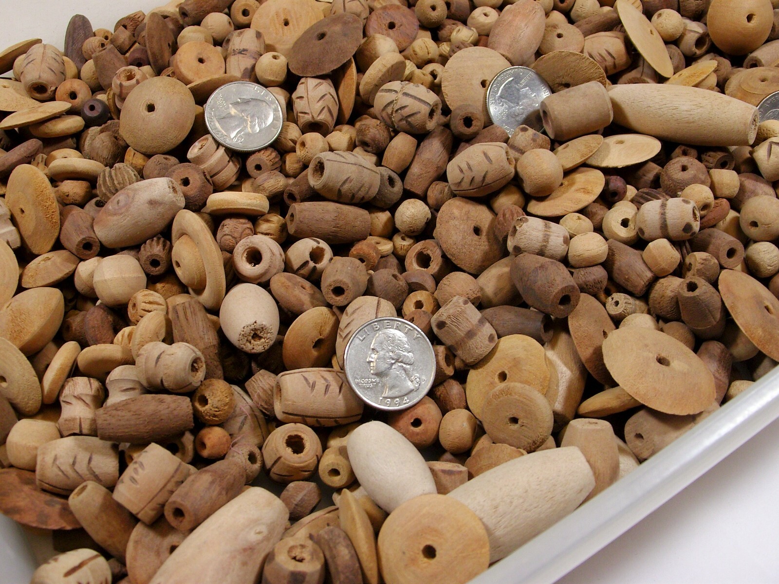 4 Pounds Assorted Shapes and Sizes India Wooden Beads Wholesale Bulk Lot (PS-65)