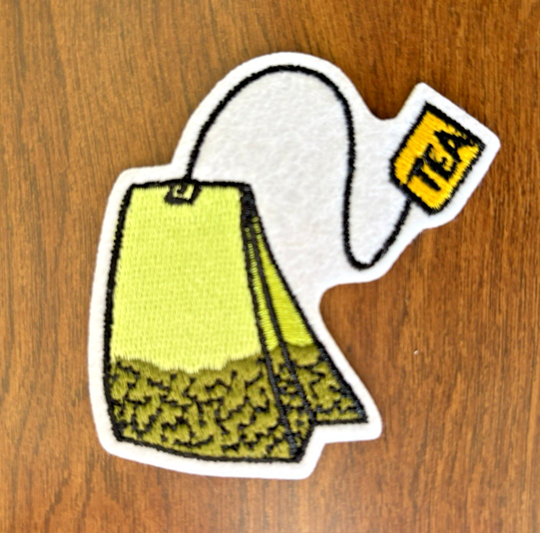 TEA BAG EMBROIDERED IRON-ON/SEW-ON PATCH NEW