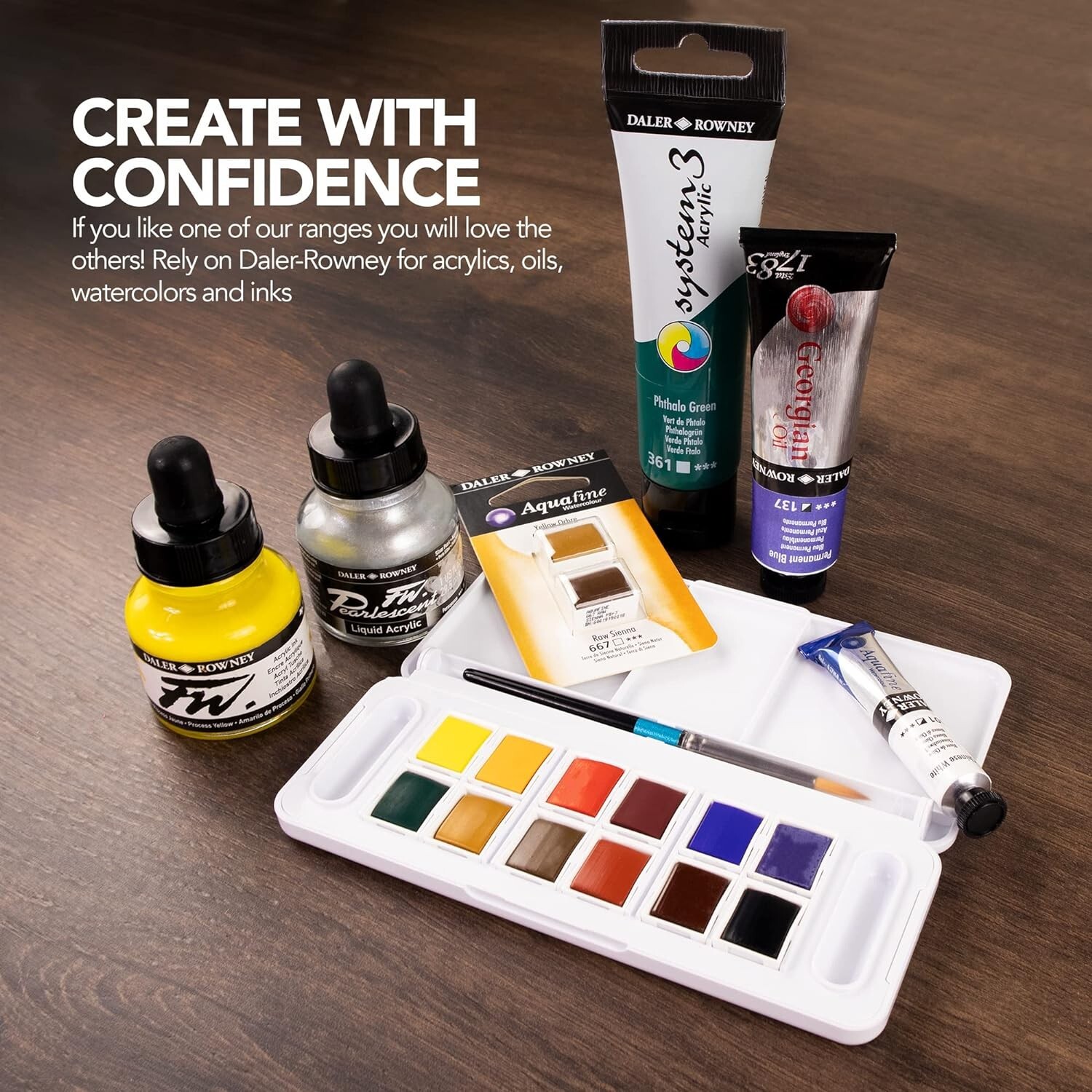 Daler Rowney Aquafine 24-pc Watercolor Travel Set Watercolor Set for Artists
