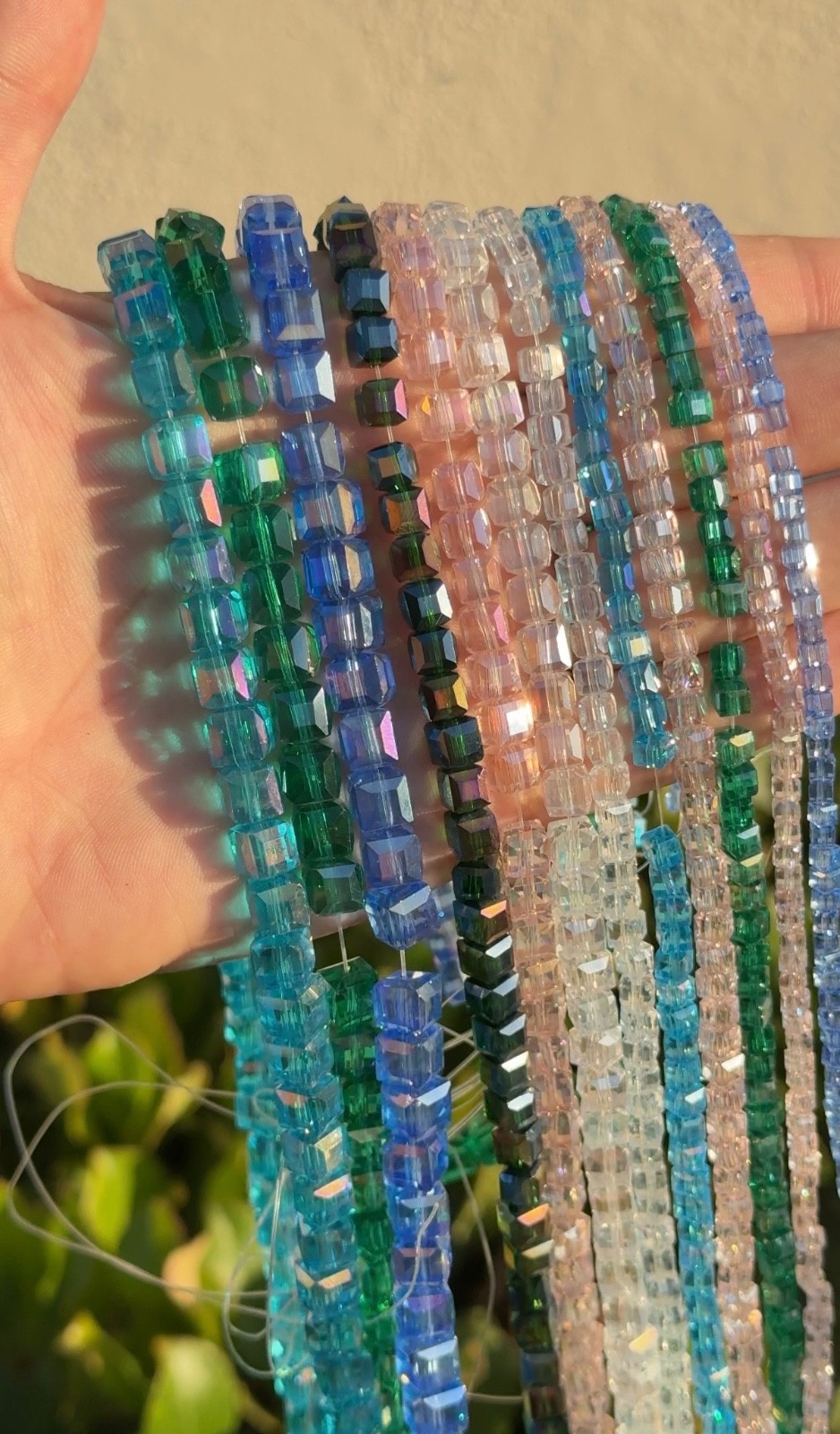 Bulk lot 12 Square Cube AB Beads 95 Bead Strands 8mm 6mm 5mm 3mm