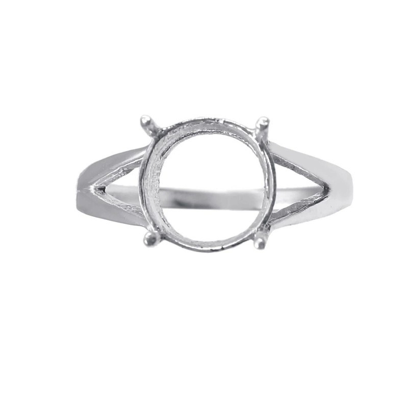 Semi Mount Ring Stone Setting Size 10X10 MM Round Shape 925 Sterling Silver Ring