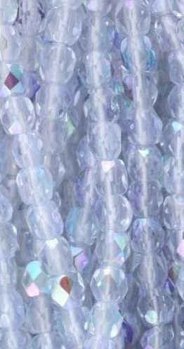 3mm Light Sapphire AB Czech Faceted Firepolish Glass Beads (50)