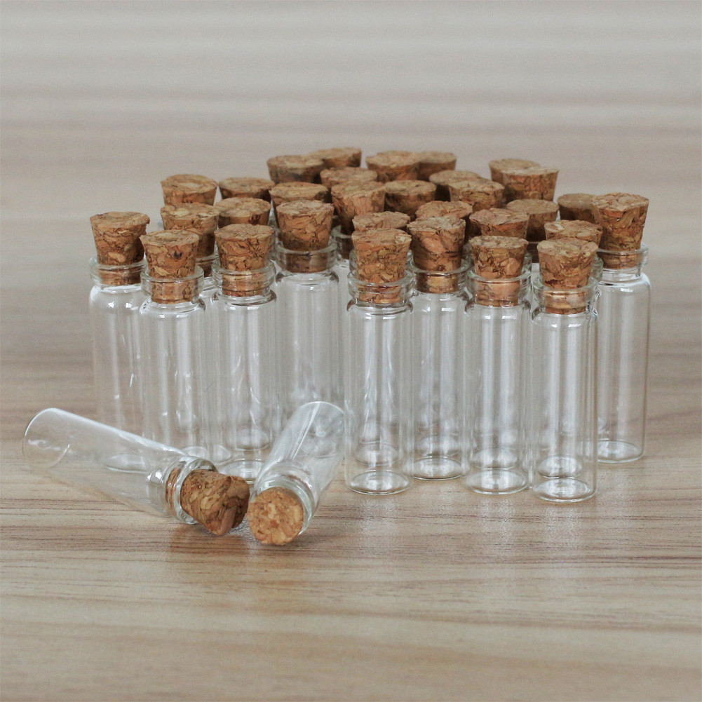 50/100/200Pcs 2ML Clear Glass Bottles with Corks Containers Jars Bottle Vials