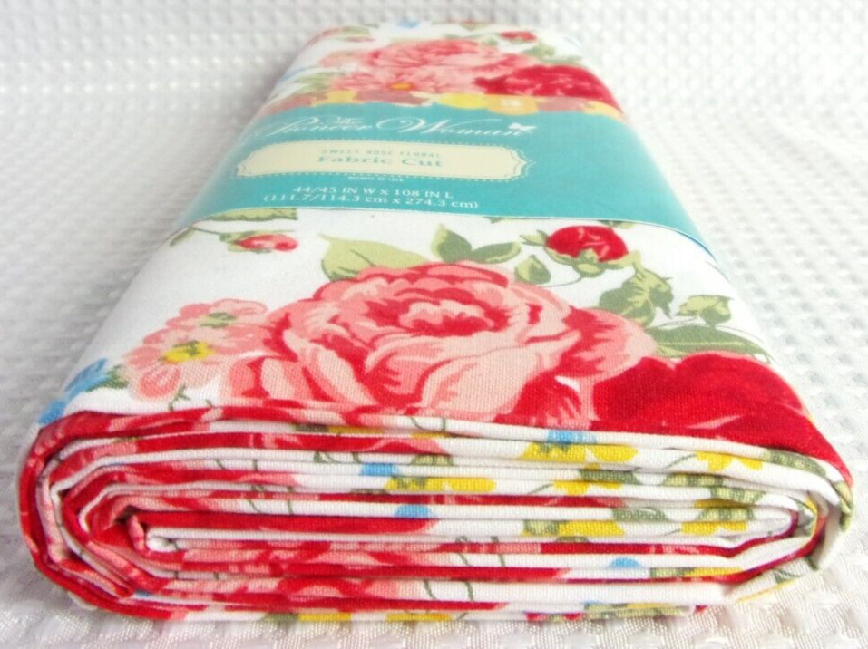 Pioneer Woman Sweet Rose Floral Fabric Cut 3 Yards 100% Cotton 44″ Wx108″ L NEW