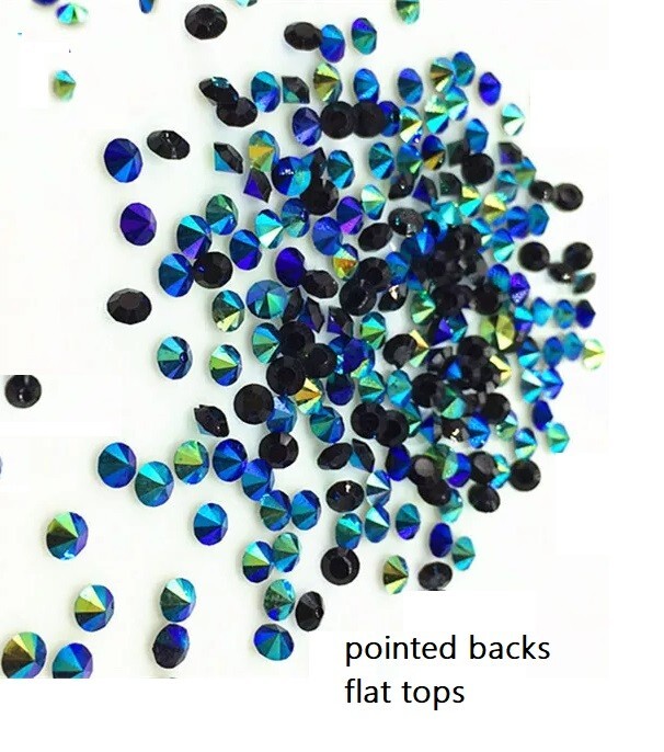 500 Pieces – 3mm black – AB Crystal – Pointed Bottom, flat tops, NEW beads