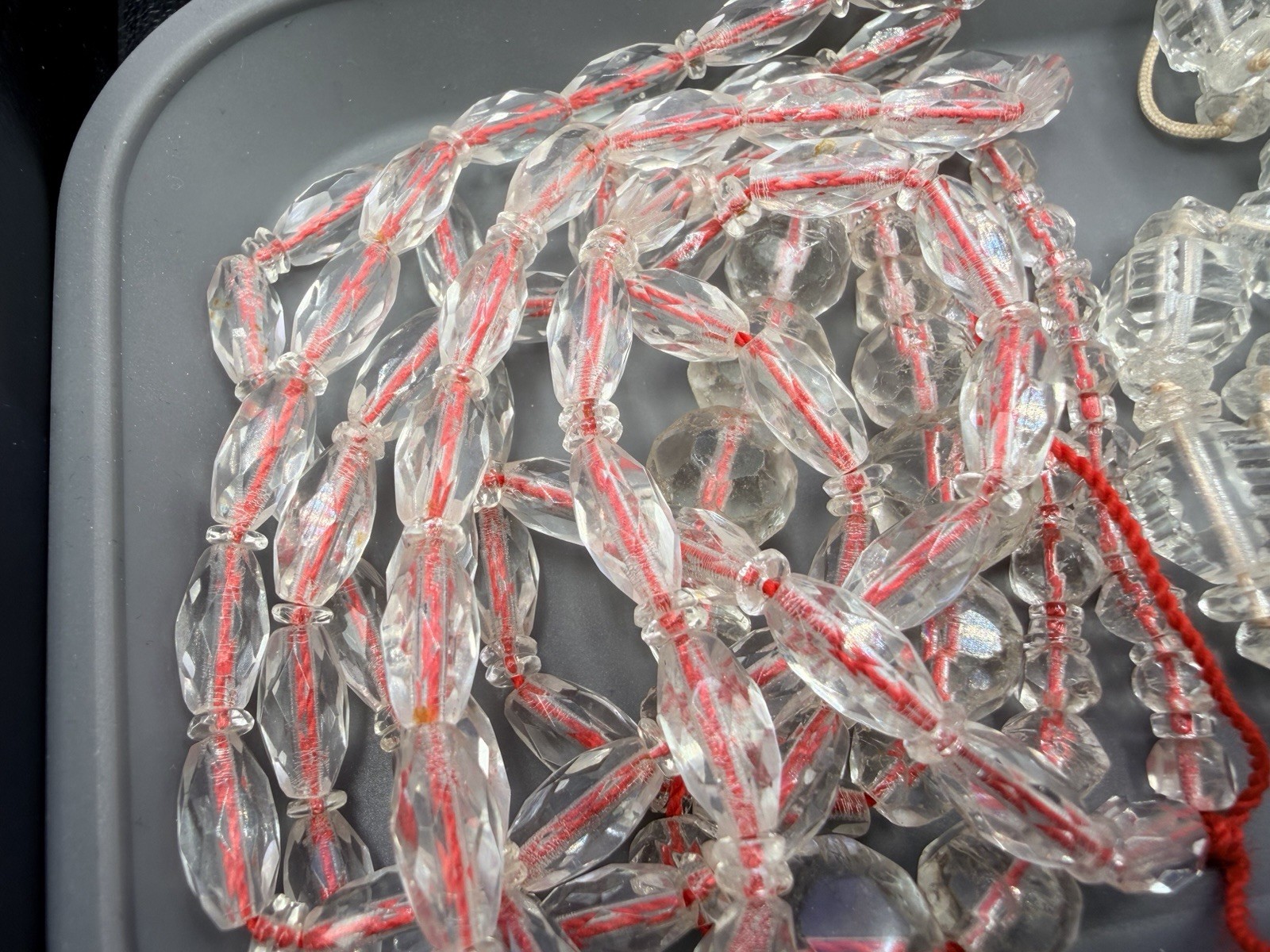 1.1 Lbs Vintage Salvage Glass Beads Rough Cut Black Clear AB Jewelry Making Lot