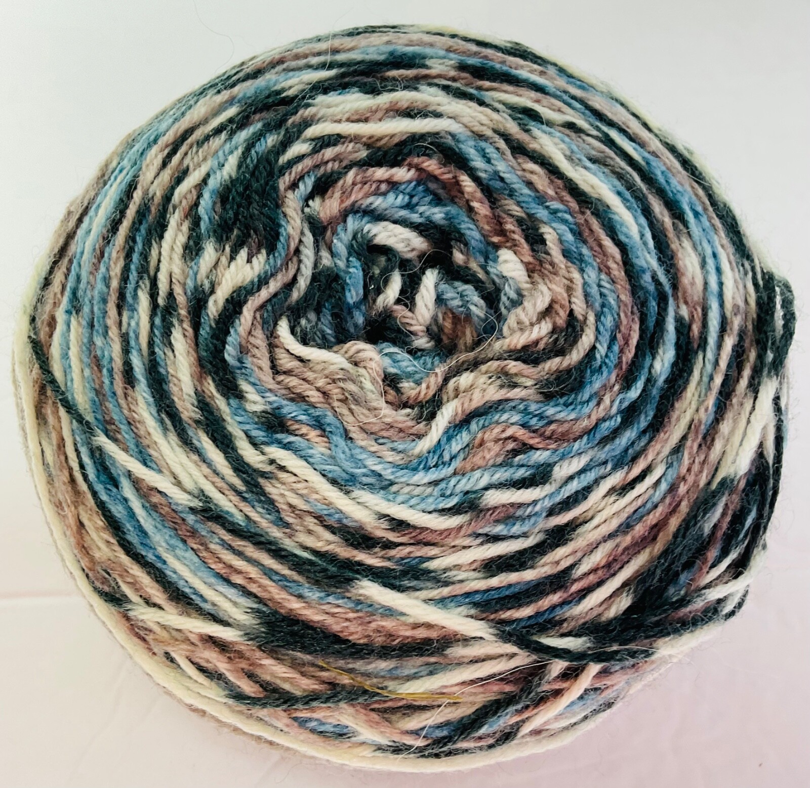 Sock Yarn New Unit of 1 No Label Wool/Nylon Brown/Blue/Cream