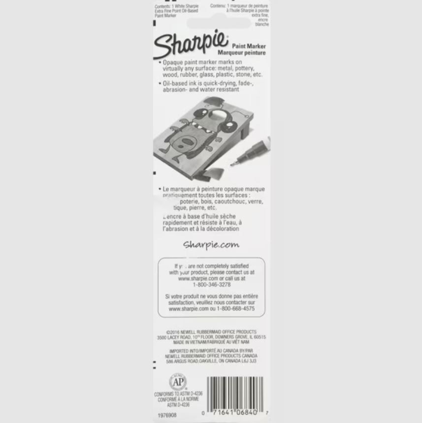 Sharpie Oil-Based Paint Marker, Extra Fine Point, White, 1 Count
