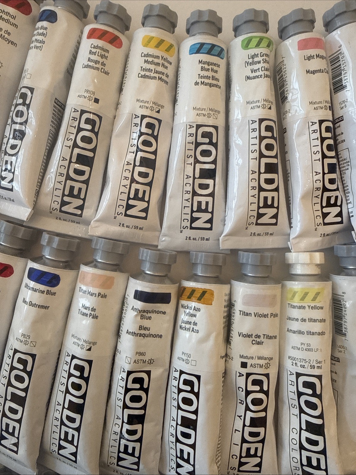 LOT OF 50 GOLDEN Acrylic Artist Colors Paints 2fl oz Tubes *NEW *FREE SHIPPING!