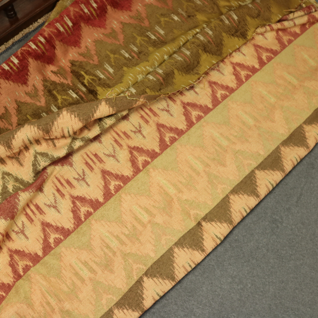Geometric Earth Tone Chevron Striped Upholster Fabric Red Green Gold 56″x56″