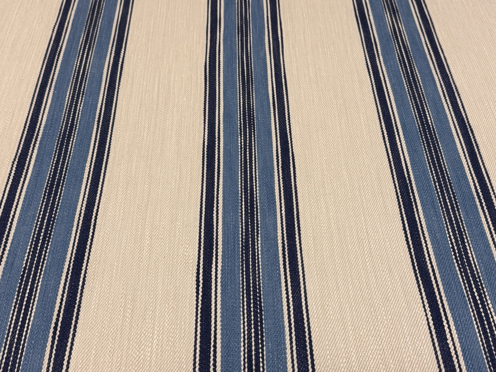 Mulberry Lee Jofa Woven Cotton Stripe Fabric- Falmouth Stripe / Indigo 2.65 yds