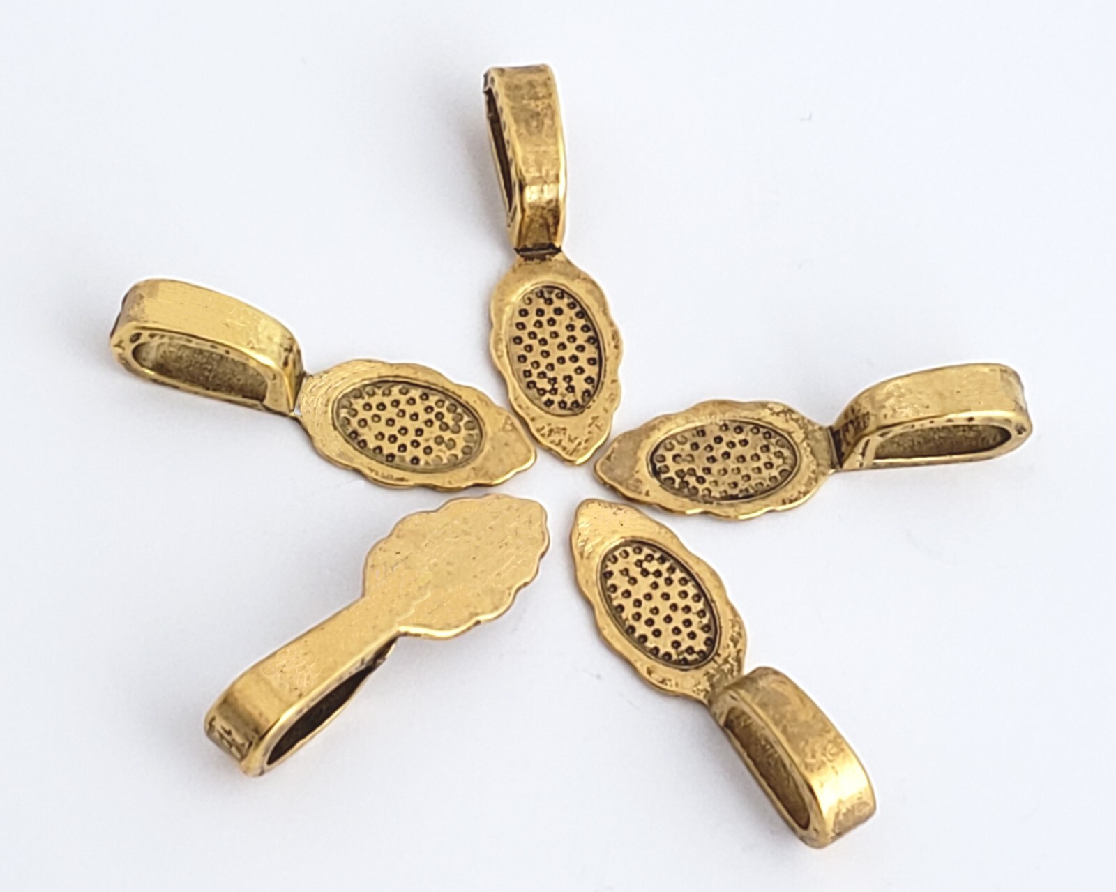 Antique Gold (Qty 10-40) Large Glue On Bails-Alloy-Ships from WI, USA (728-AG)