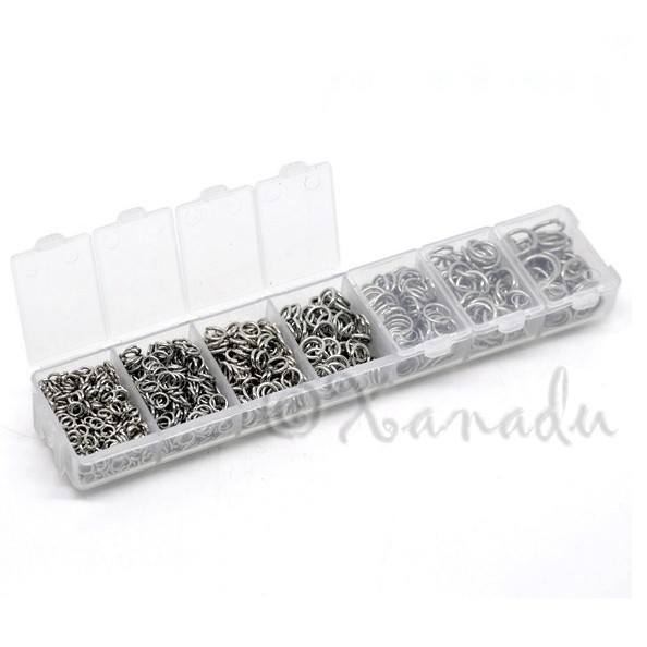 Stainless Steel Jump Rings Mix – 7 Assorted Sizes In Plastic Storage Box F13830