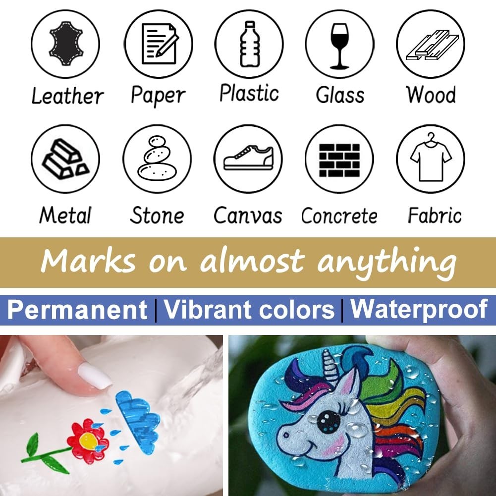 24 Pcs Oil-Based Paint Markers Set – Quick Drying, Waterproof, Medium Tip for Me