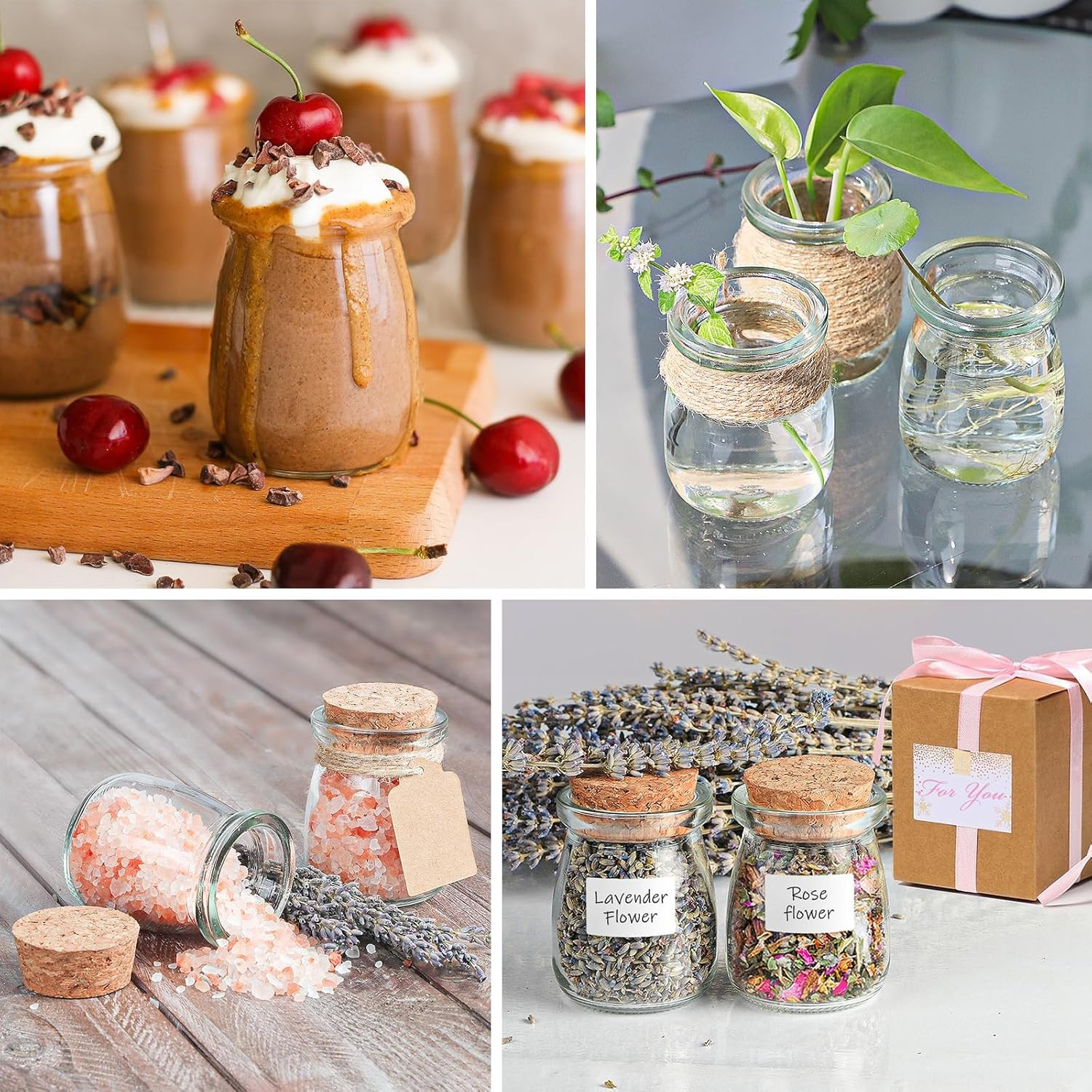 40 Pack Glass Favor Jars with Cork Lid, 3.4 Oz Small Glass Bottles