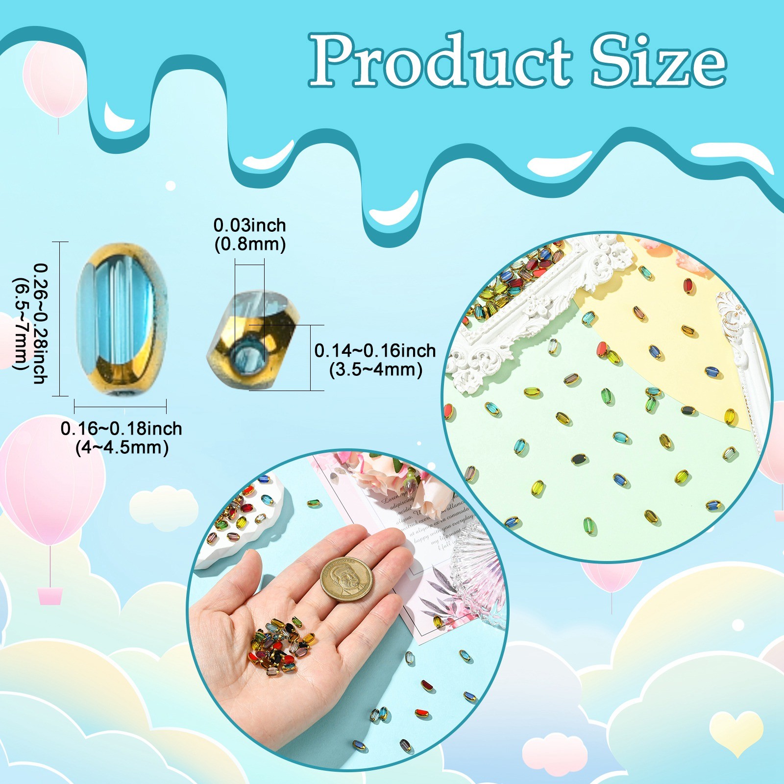 150Pcs Electroplated Glass Beads, Ocean Theme Crystal Beads for Craft DIY