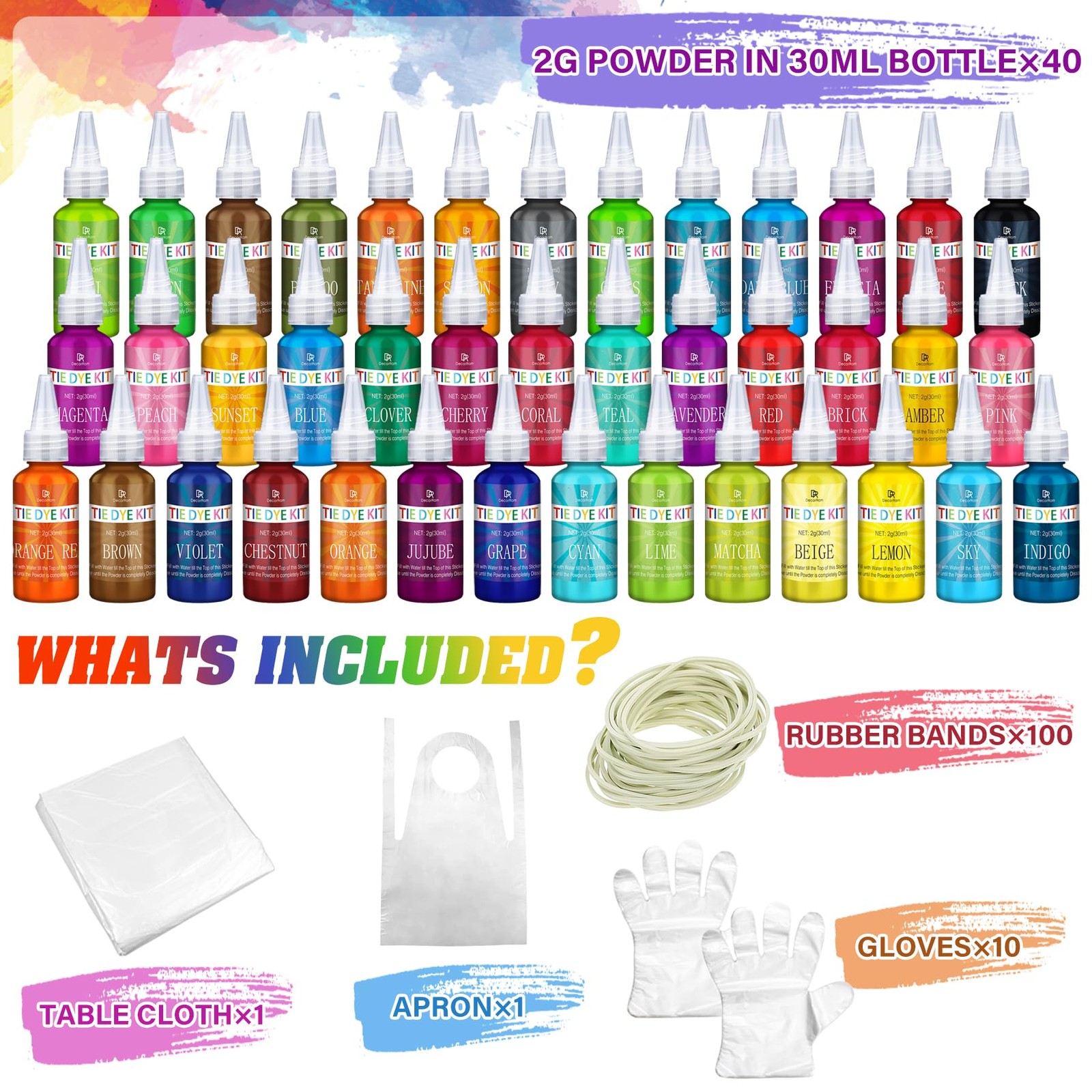 Decorrom Tie Dye Kit – 40 Colors Fabric Tie Dye Kits For Diy Textile Paint Art