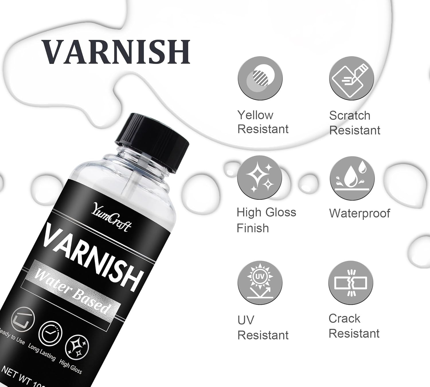 Liquid Silver Leaf Paint, Water-Based Silver Gilding 100Ml & Gloss Varnish 100Ml