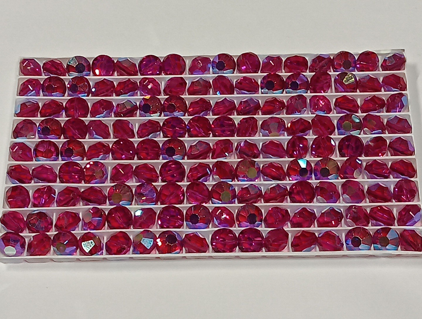 NEW VINTAGE Swarovski Fuchsia AB 8mm Tablet Lentel Beads Art5100 Lots of 12pcs