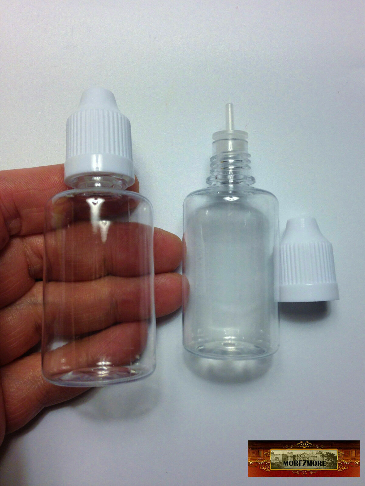 M01093-WHITE MOREZMORE 2 Fine Tip Liquid Dropper Squeeze Bottle 30 ml Clear PET