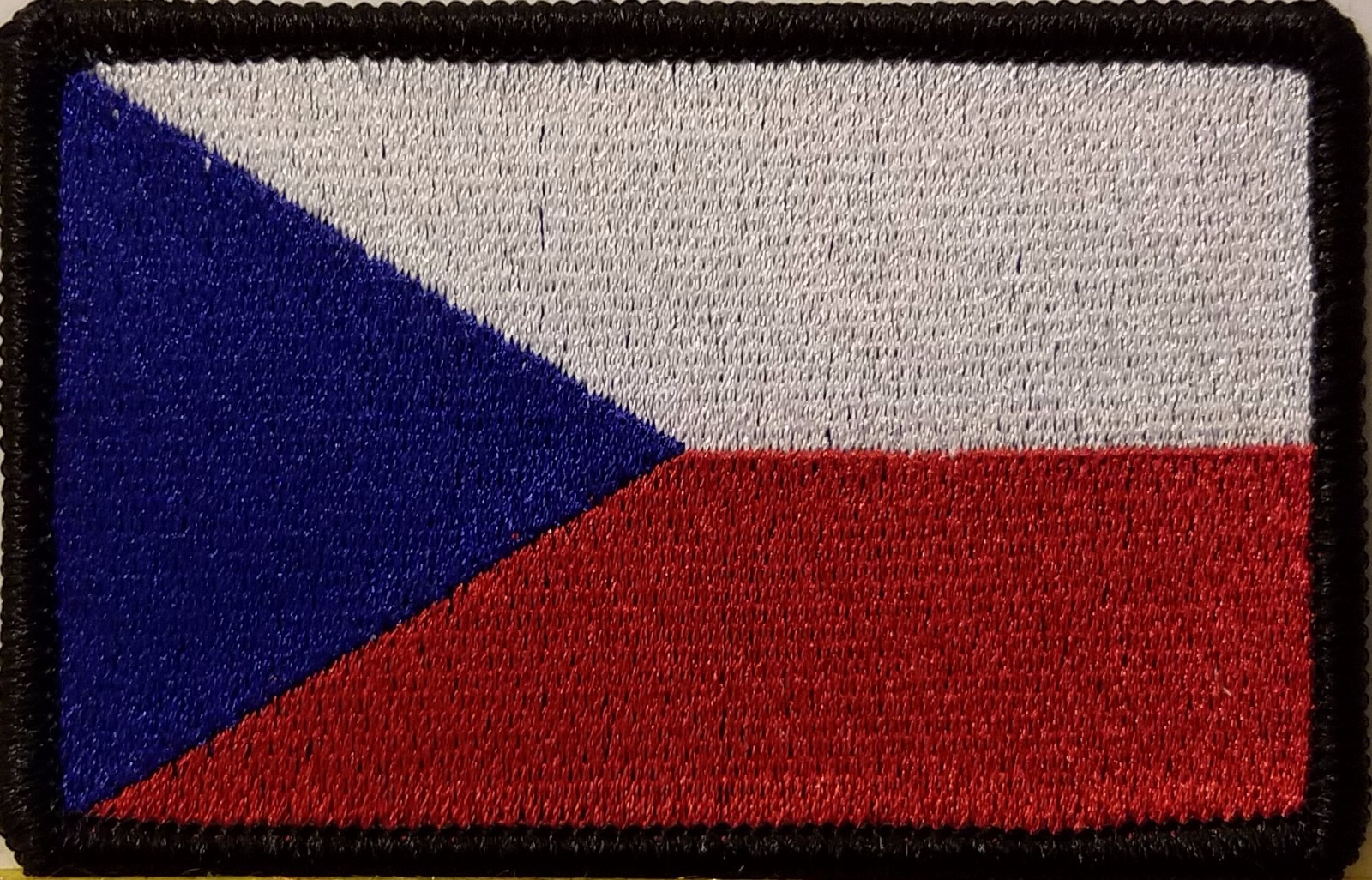Czech Republic Flag Iron-On Patch Tactical Morale Travel Emblem Black Border