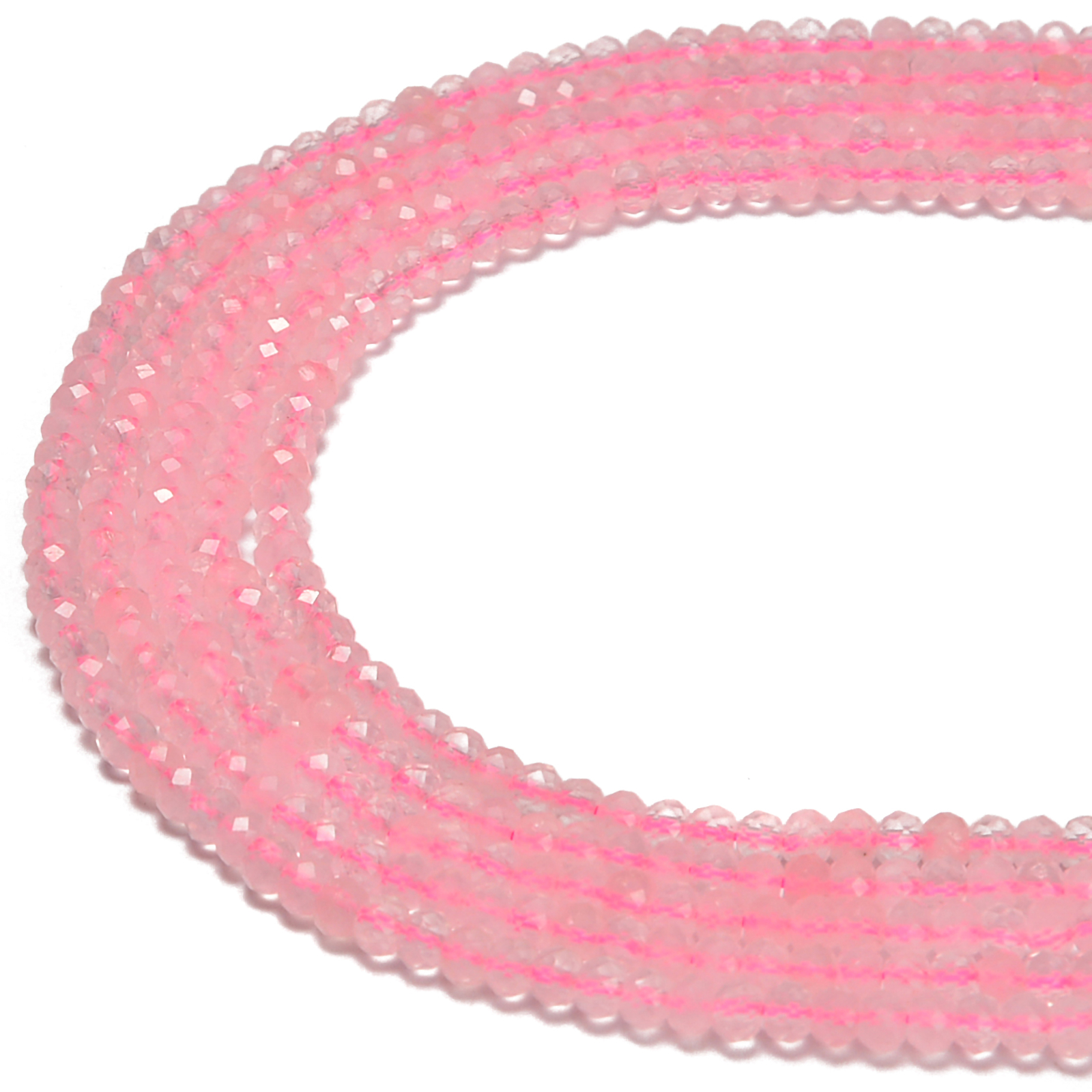 Rose Quartz Faceted Rondelle Beads Size 2x3mm 3x4mm 15.5” Strand