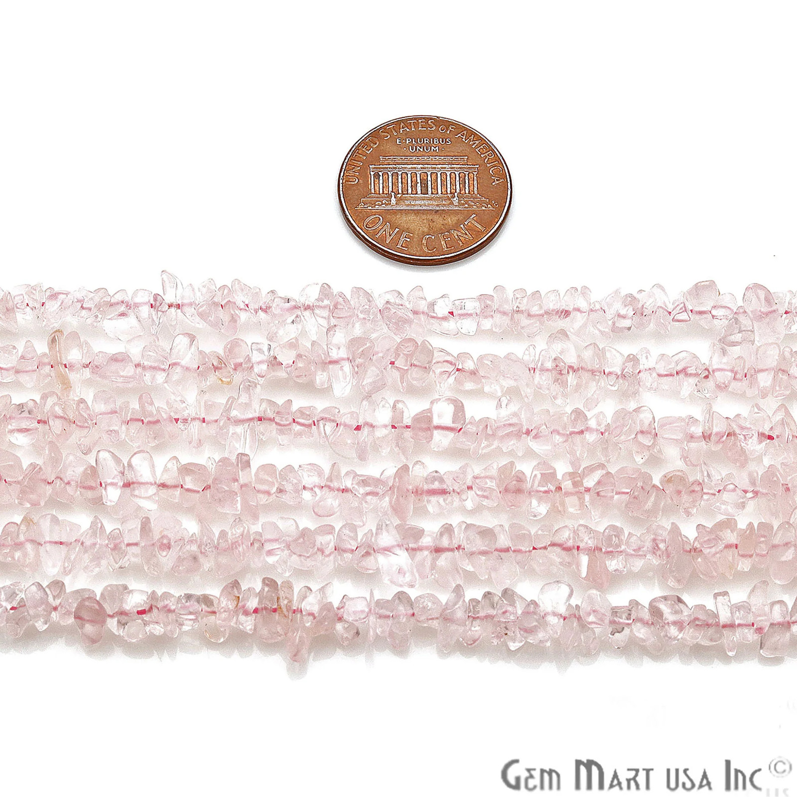 Rose Quartz Chip Beads, 100% Natural Gemtone Strand, Polished, 3-7mm, 34 Inch