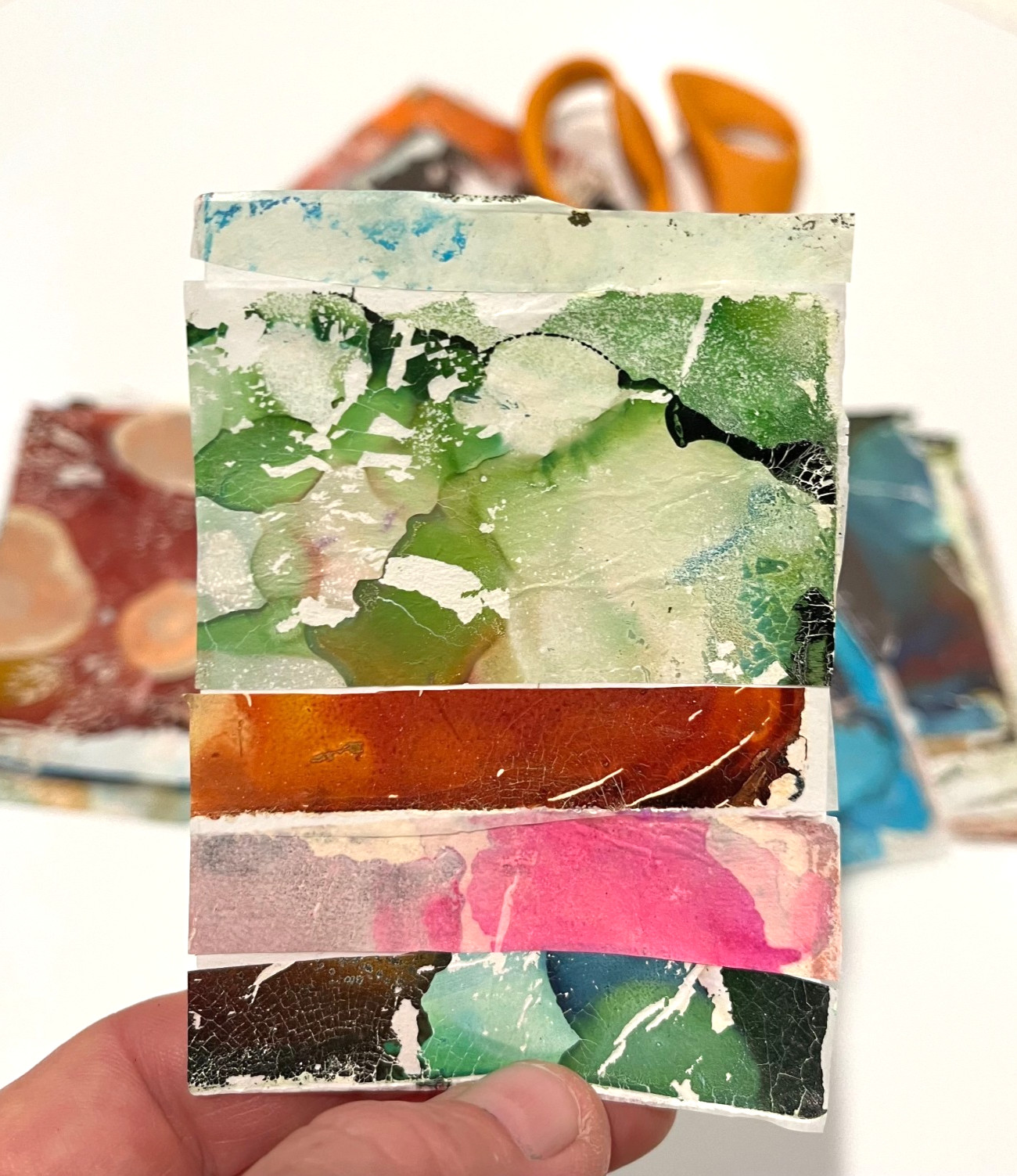 35+ Hand Painted ATC Collage Paper Pack Mixed Media Alcohol Ink Acrylic Abstract