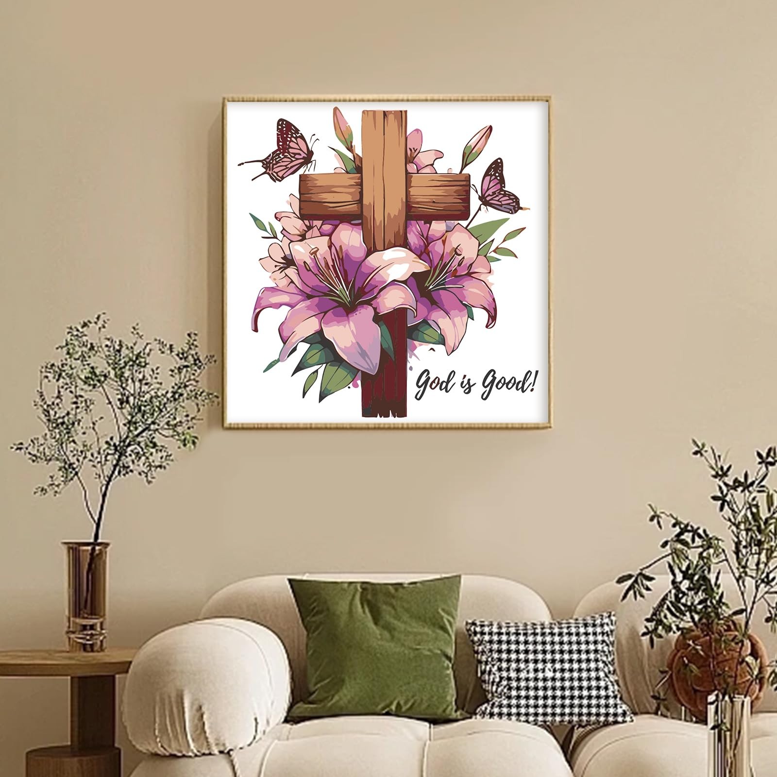 Framed Paint by Numbers Kit for Adults Beginner & Kids Ages 10-13, Jesus Cross..
